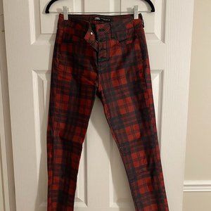 Zara Black and Red Checkered Pants